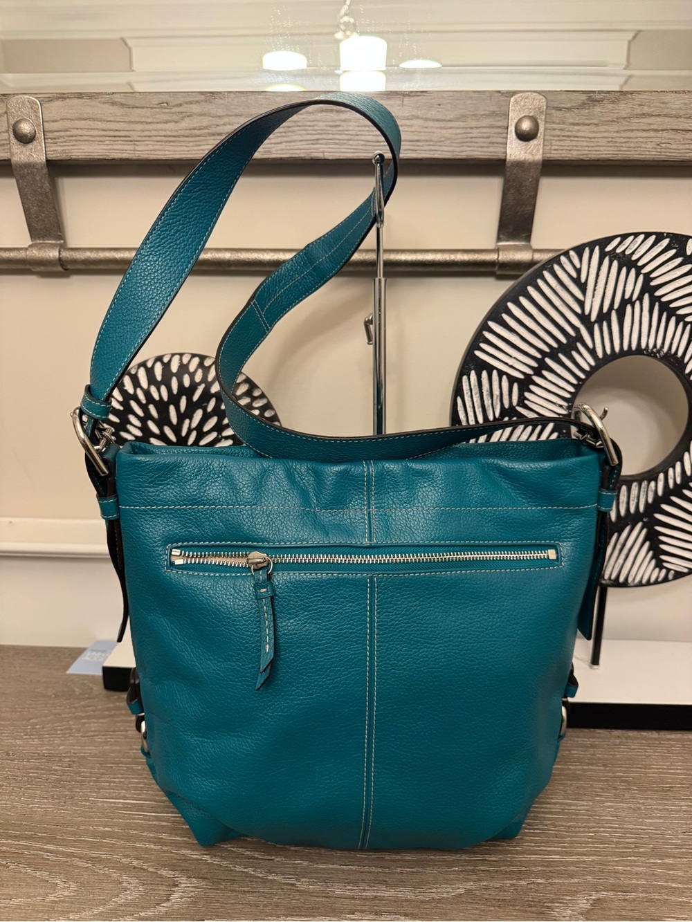 Coach Teal Leather Shoulder Bag - Classic Women's Handbag